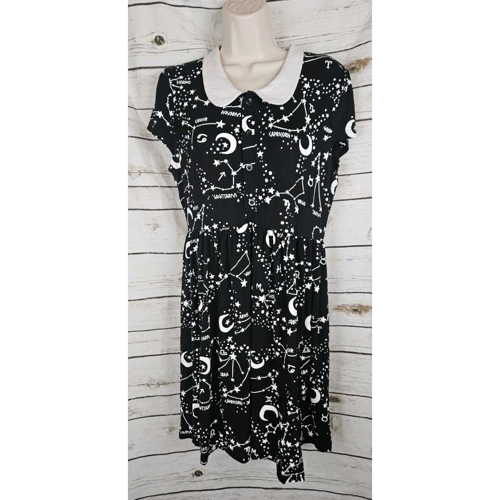 Killstar Black Astrology Constellation Dress XL Fit & Flare Goth Grunge Gothic